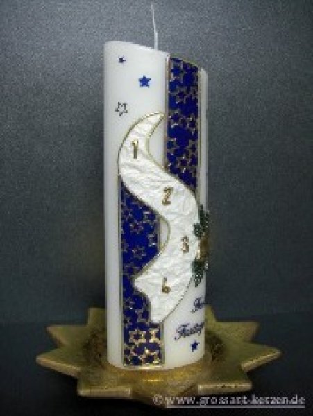 Weihnachtskerze "Adventszahlen mit Sterne "oval